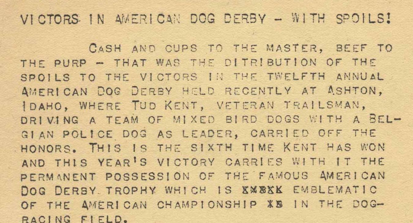 Historic American Dog Derby Photos